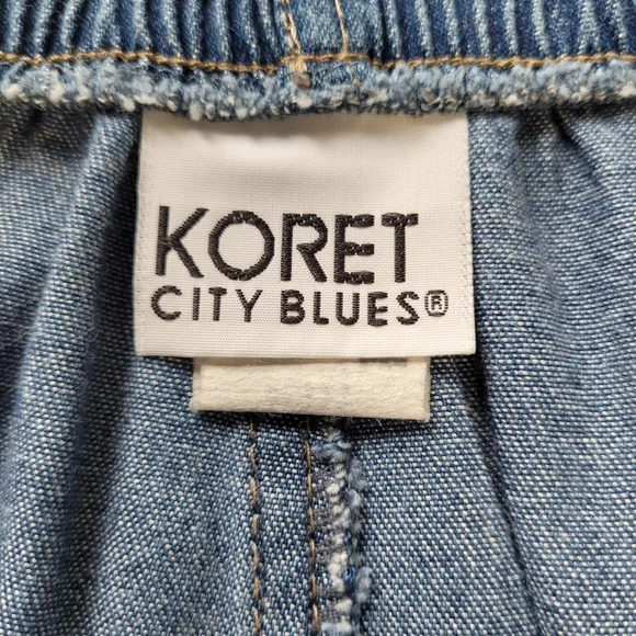 Vintage Koret City Blues Size 12 Maxi Skirt Blue Denim Pockets Elastic Waist - Picture 4 of 14